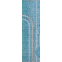 Premium Machine Washable Mayfield  Teal 2'3" x 7'6" Runner Rug