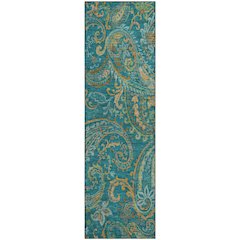 Premium Machine Washable Mayfield  Teal 2'3" x 7'6" Runner Rug