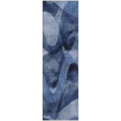 Premium Machine Washable Mayfield  Navy 2'3" x 7'6" Runner Rug