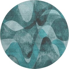 Premium Machine Washable Mayfield  Teal 8' x 8' Round Rug
