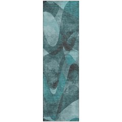Premium Machine Washable Mayfield  Teal 2'3" x 7'6" Runner Rug