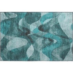 Premium Machine Washable Mayfield  Teal 1'8" x 2'6" Rug