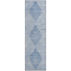 Premium Machine Washable Mayfield  Blue 2'3" x 7'6" Runner Rug
