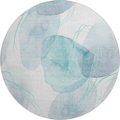 Premium Machine Washable Mayfield  Teal 8' x 8' Round Rug