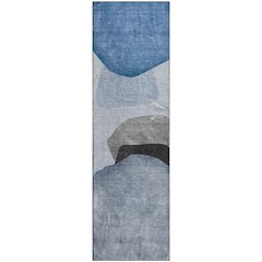 Premium Machine Washable Mayfield  Blue 2'3" x 7'6" Runner Rug