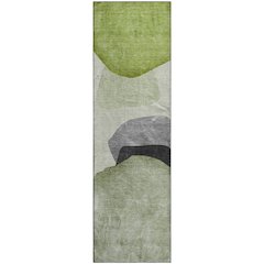 Premium Machine Washable Mayfield  Green 2'3" x 7'6" Runner Rug