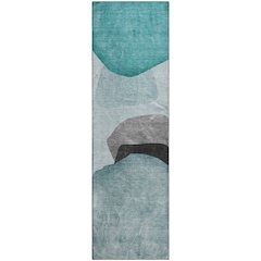 Premium Machine Washable Mayfield  Teal 2'3" x 7'6" Runner Rug