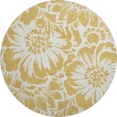 Premium Machine Washable Mayfield  Gold 8' x 8' Round Rug