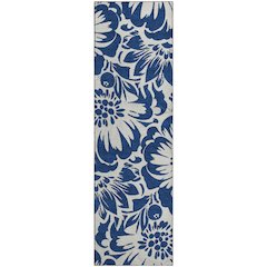 Premium Machine Washable Mayfield  Navy 2'3" x 7'6" Runner Rug