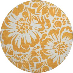 Premium Machine Washable Mayfield  Orange 8' x 8' Round Rug
