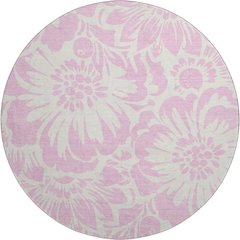 Premium Machine Washable Mayfield  Pink 8' x 8' Round Rug