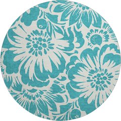 Premium Machine Washable Mayfield  Teal 8' x 8' Round Rug