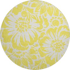 Premium Machine Washable Mayfield  Yellow 8' x 8' Round Rug