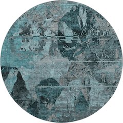 Premium Machine Washable Mayfield  Teal 8' x 8' Round Rug