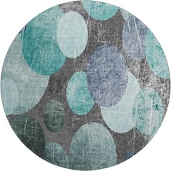 Premium Machine Washable Mayfield  Teal 8' x 8' Round Rug