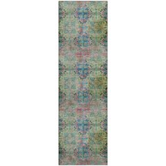 Premium Machine Washable Mayfield  Green 2'3" x 7'6" Runner Rug