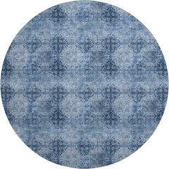 Premium Machine Washable Mayfield  Navy 8' x 8' Round Rug