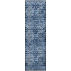 Premium Machine Washable Mayfield  Navy 2'3" x 7'6" Runner Rug