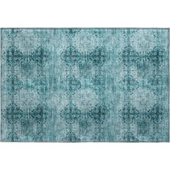 Premium Machine Washable Mayfield  Teal 1'8" x 2'6" Rug