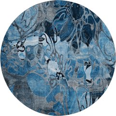 Premium Machine Washable Mayfield  Blue 8' x 8' Round Rug