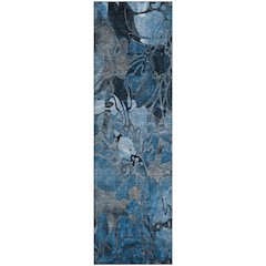Premium Machine Washable Mayfield  Blue 2'3" x 7'6" Runner Rug