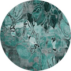 Premium Machine Washable Mayfield  Teal 8' x 8' Round Rug