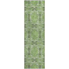 Premium Machine Washable Mayfield  Green 2'3" x 7'6" Runner Rug
