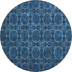 Premium Machine Washable Mayfield  Navy 8' x 8' Round Rug