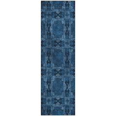 Premium Machine Washable Mayfield  Navy 2'3" x 7'6" Runner Rug