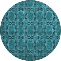 Premium Machine Washable Mayfield  Teal 8' x 8' Round Rug