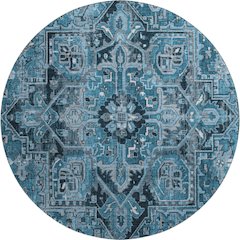 Premium Machine Washable Mayfield  Blue 8' x 8' Round Rug