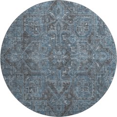 Premium Machine Washable Mayfield  Navy 8' x 8' Round Rug