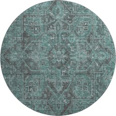 Premium Machine Washable Mayfield  Turquoise 8' x 8' Round Rug