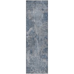 Premium Machine Washable Mayfield  Blue 2'3" x 7'6" Runner Rug