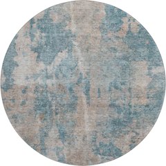 Premium Machine Washable Mayfield  Teal 8' x 8' Round Rug