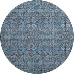 Premium Machine Washable Mayfield  Teal 8' x 8' Round Rug