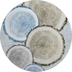 Premium Machine Washable Mayfield  Blue 8' x 8' Round Rug