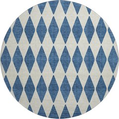 Premium Machine Washable Mayfield  Navy 8' x 8' Round Rug