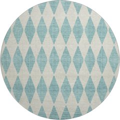Premium Machine Washable Mayfield  Teal 8' x 8' Round Rug