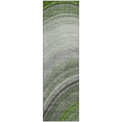 Premium Machine Washable Mayfield  Green 2'3" x 7'6" Runner Rug