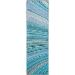 Premium Machine Washable Mayfield  Teal 2'3" x 7'6" Runner Rug