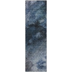 Premium Machine Washable Mayfield  Blue 2'3" x 7'6" Runner Rug