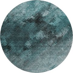 Premium Machine Washable Mayfield  Teal 8' x 8' Round Rug