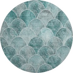 Premium Machine Washable Mayfield  Teal 8' x 8' Round Rug