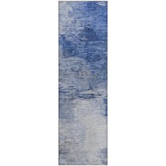 Premium Machine Washable Mayfield  Blue 2'3" x 7'6" Runner Rug