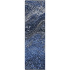 Premium Machine Washable Mayfield  Blue 2'3" x 7'6" Runner Rug