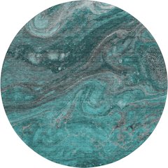 Premium Machine Washable Mayfield  Teal 8' x 8' Round Rug