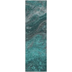 Premium Machine Washable Mayfield  Teal 2'3" x 7'6" Runner Rug