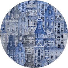 Premium Machine Washable Mayfield  Blue 8' x 8' Round Rug