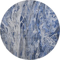 Premium Machine Washable Mayfield  Blue 8' x 8' Round Rug